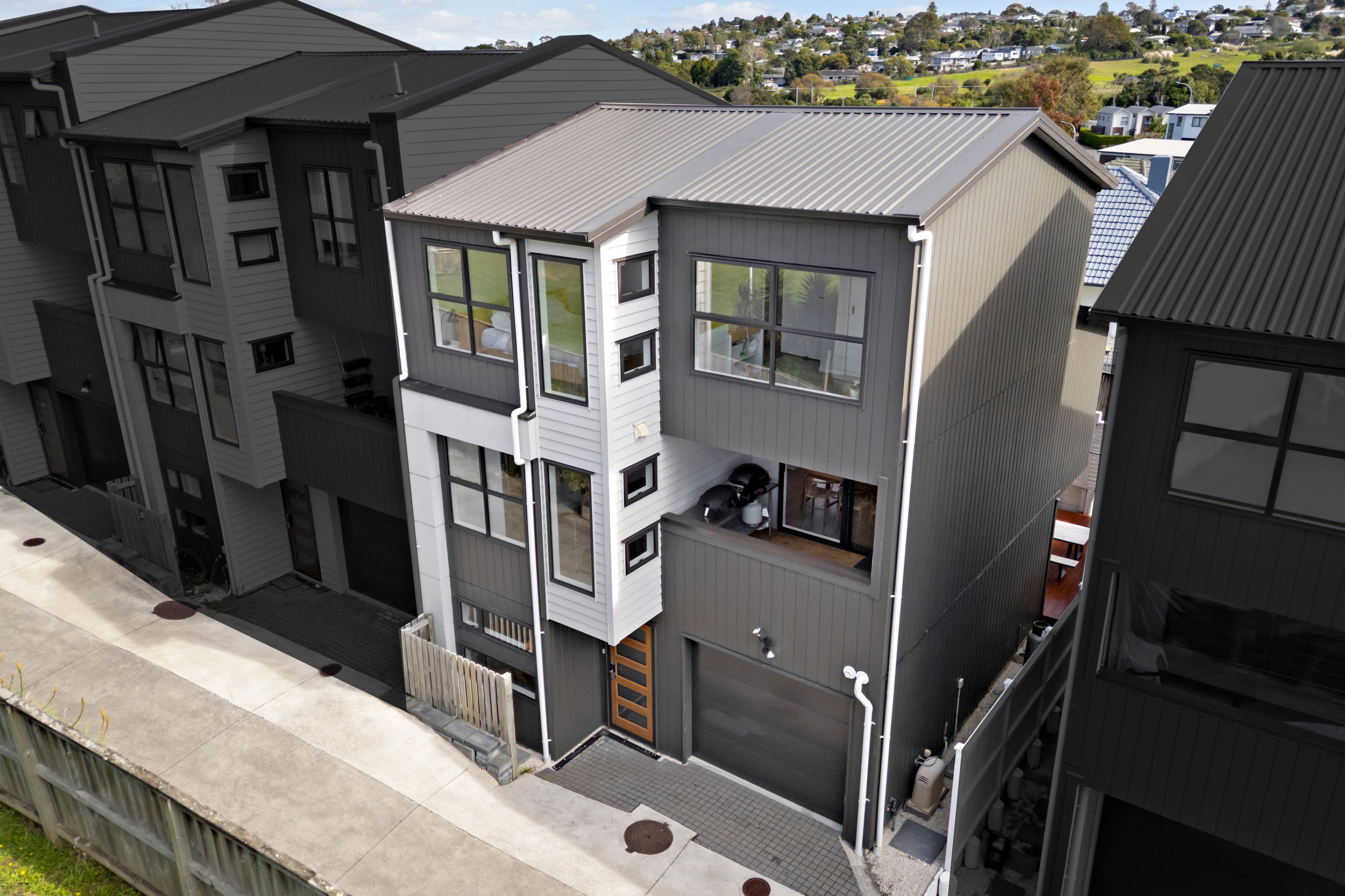 Aerial view — three-level standalone home